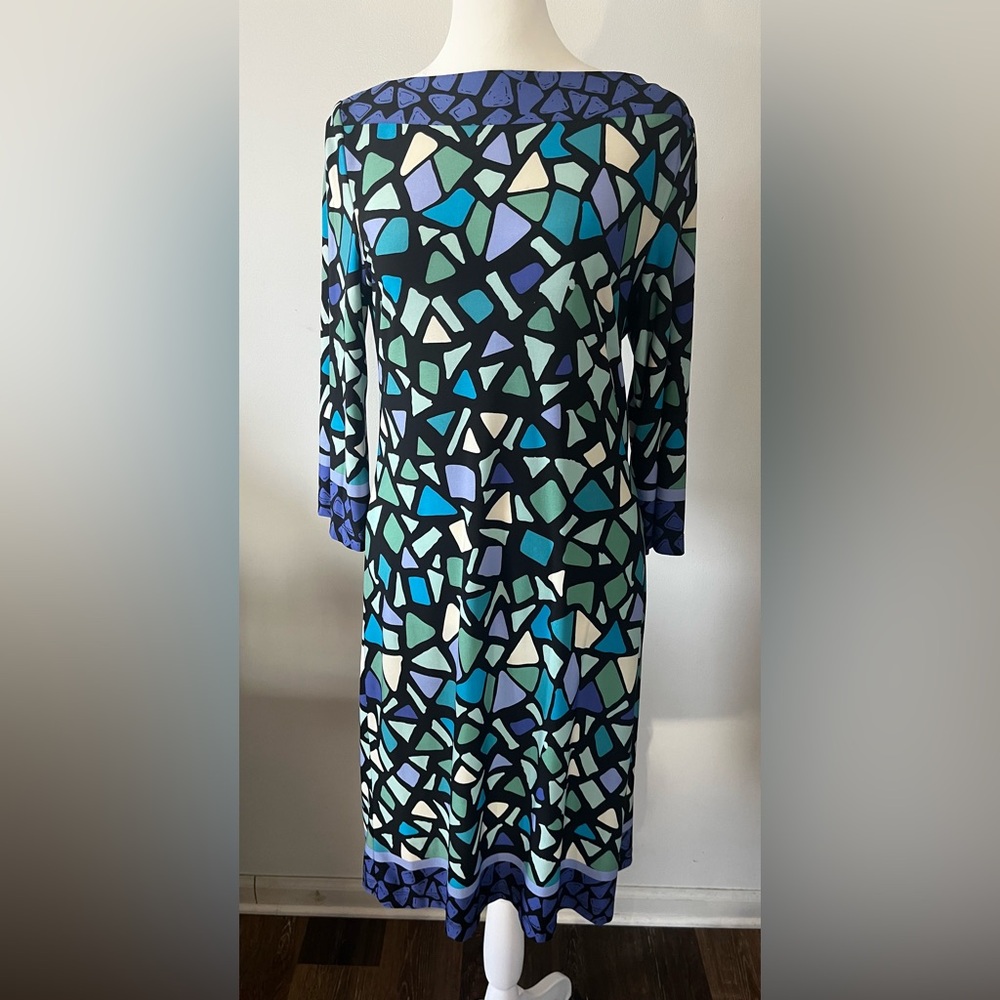 Dressbarn Stained Glass Dress 3/4 Sleeve - Picture 1 of 4